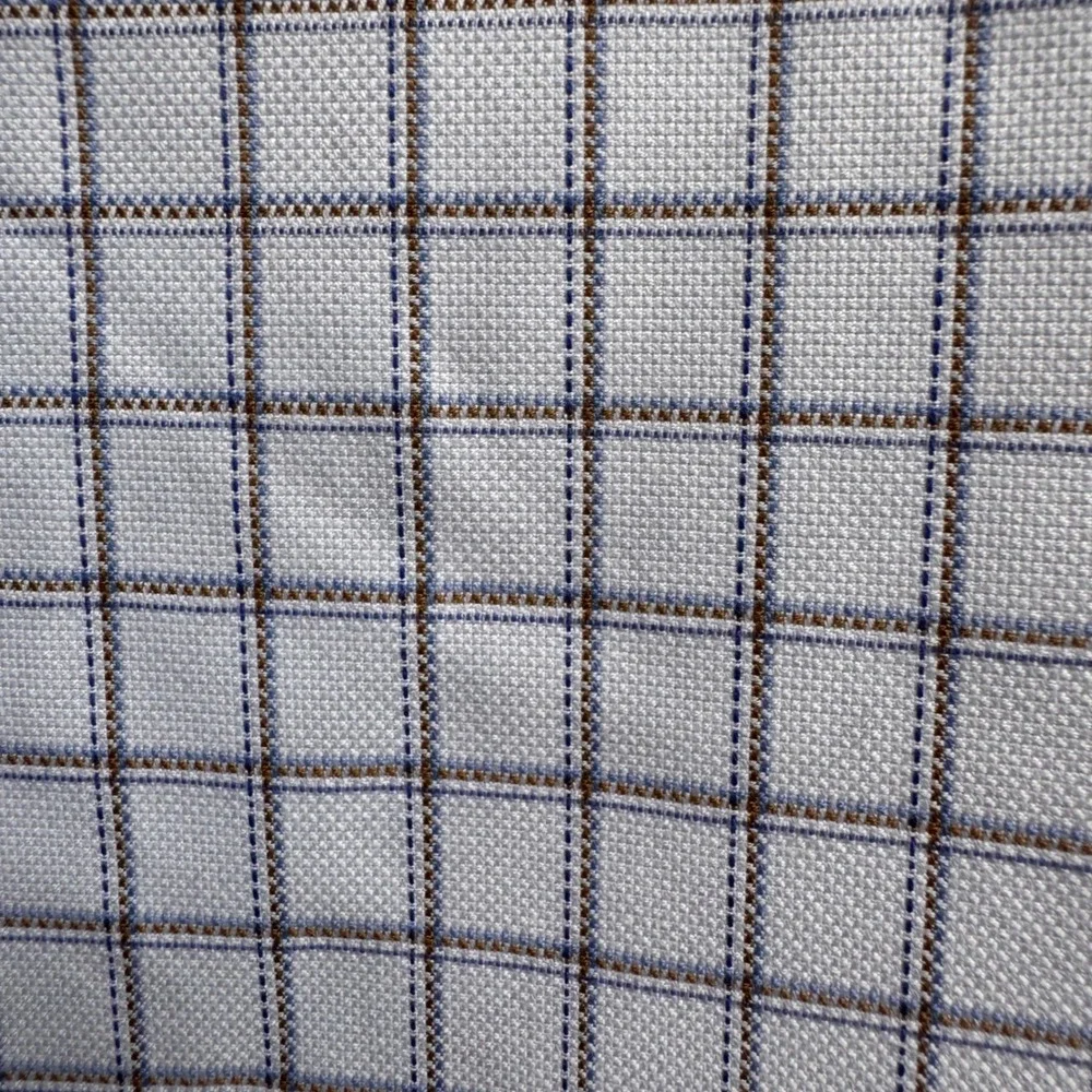 NWT David Donahue Mens Textured Lux Thick Dune Check Cotton Dress Shirt 18 34/35 - Picture 4 of 12
